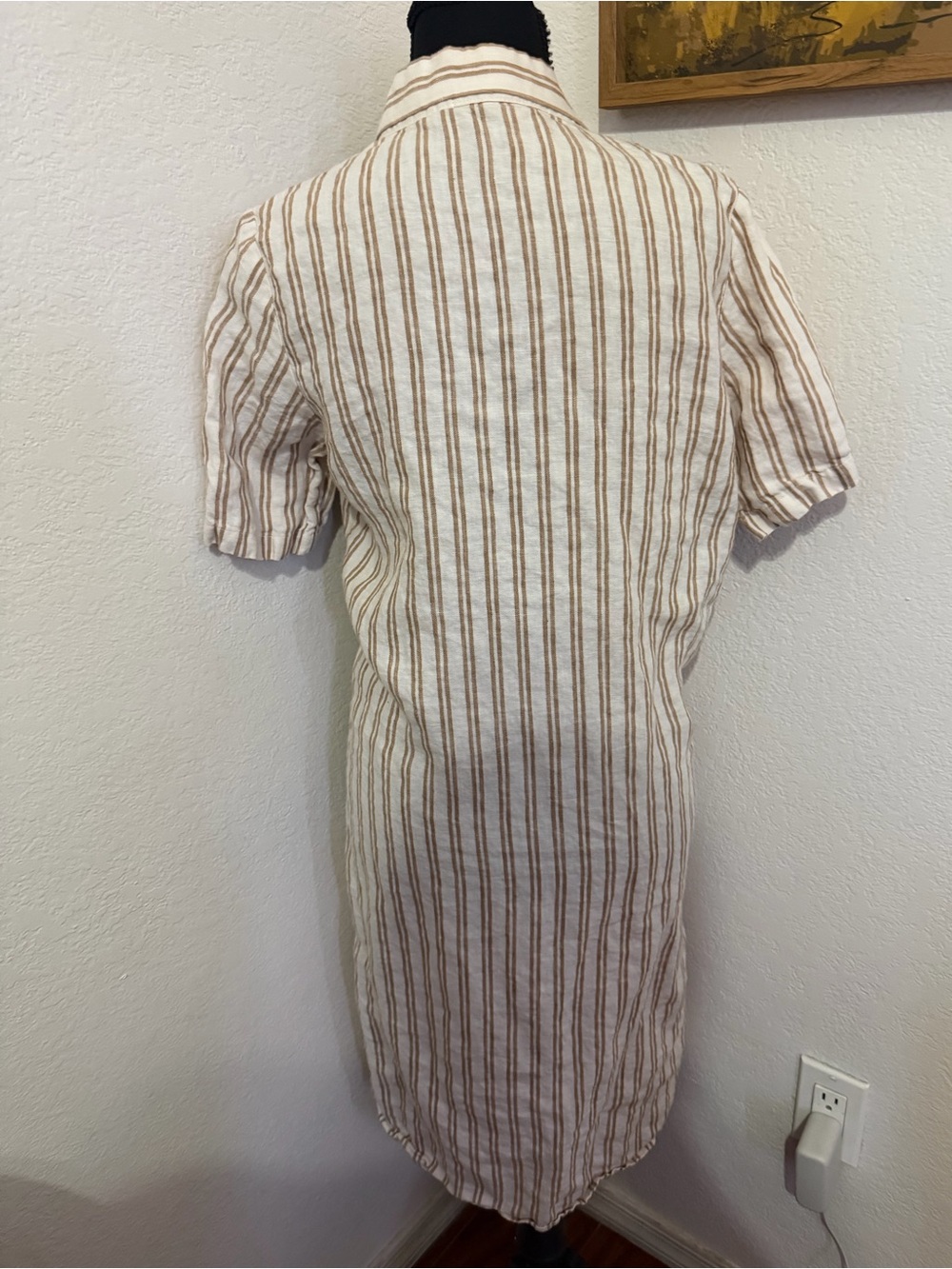Rita Row Arashi Striped V-Neck Wrap 100% Organic Cotton Dress in Cream & Tab - S - Picture 5 of 12